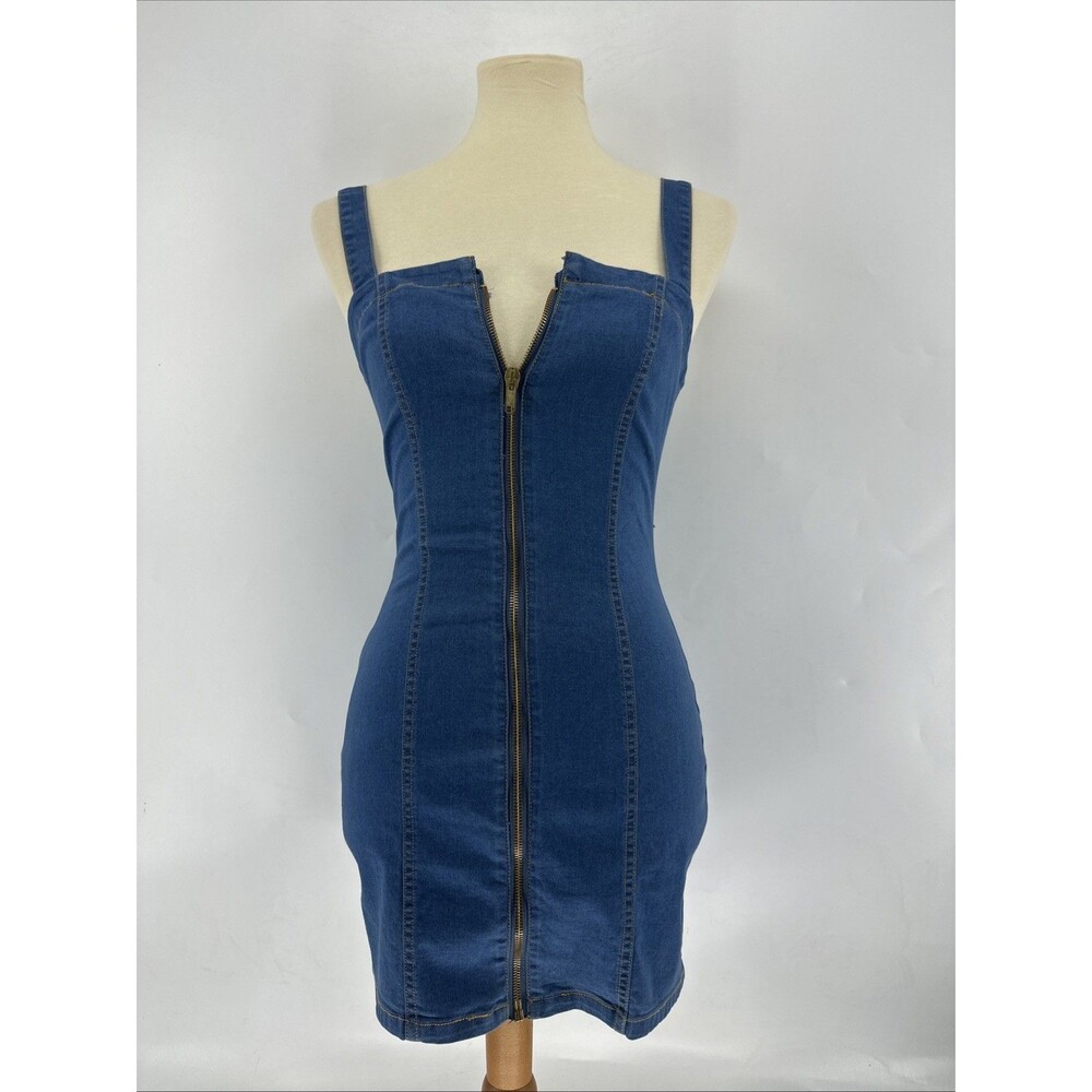 Superdown Stretch Full Zip Sleeveless Denim Dress Sz XS